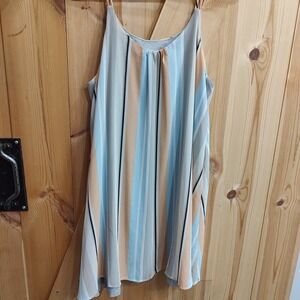 Dolan left‎ coast lined dress striped spaghetti straps Sz Large Petite Swing